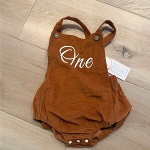 New Brown Corduroy ONE 1st birthday Romper
